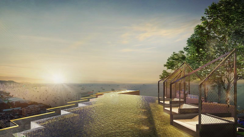 Condominium for sale Pattaya showing the roof top swimming pool Condominium for sale Pattaya showing the roof top swimming pool